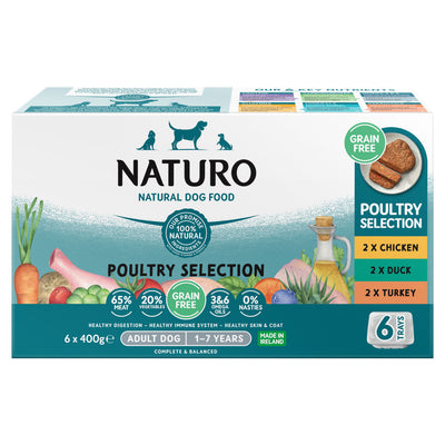 ASDA Naturo Natural Dog Food Poultry Selection Wet Dog Food 6 x 400g- Buy online at McGrocer