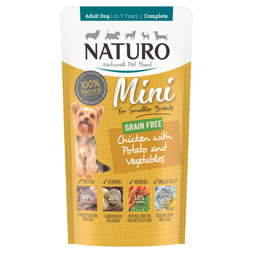 Naturo Natural Pet Food Mini Chicken with Potato and Vegetables Adult Dog 1 to 7 Years 150g GOODS ASDA   