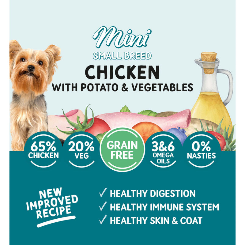 Naturo dog food for small breed adult dogs chicken with potato and vegetables 150g, imported from the UK