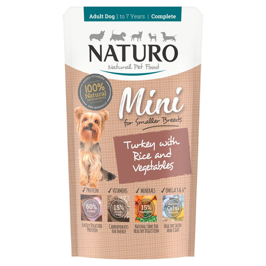 Naturo Natural Pet Food Mini Turkey with Rice and Vegetables Adult Dog 1 to 7 Years 150g GOODS ASDA   