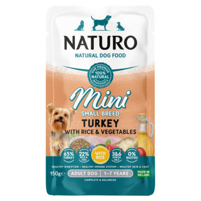 ASDA Naturo Natural Dog Food Small Breed Turkey with Rice and Vegetables Adult Dog 150g- Buy online at McGrocer