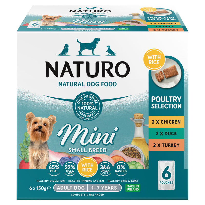 Naturo Mini Small Breed Poultry Selection wet dog food 6x150g, UK version