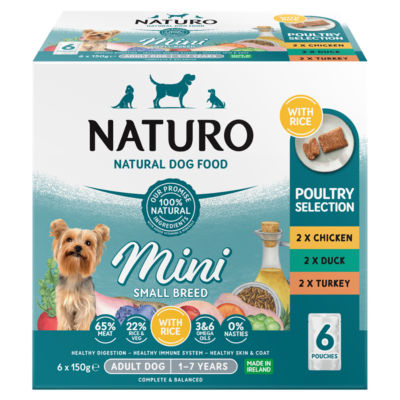 Naturo Mini Small Breed Poultry Selection wet dog food 6x150g, UK version