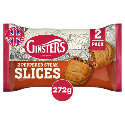ASDA Ginsters Peppered Steak Slices Pastry 272g- Buy online at McGrocer
