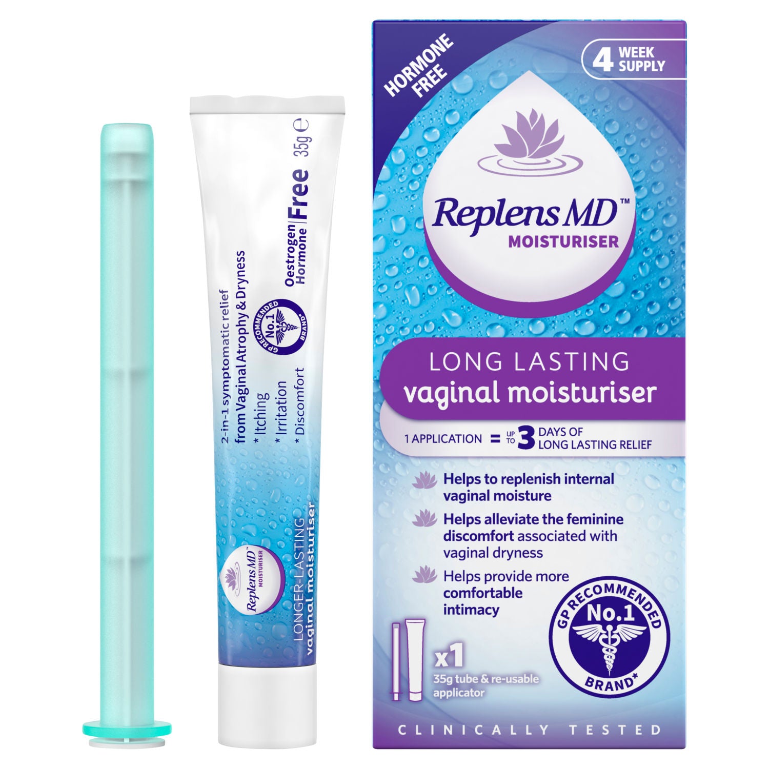 Replens vaginal moisturiser long lasting 35g, UK version