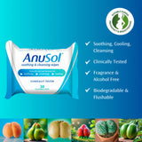 Anusol soothing flushable wipes 30 pack (British brand)