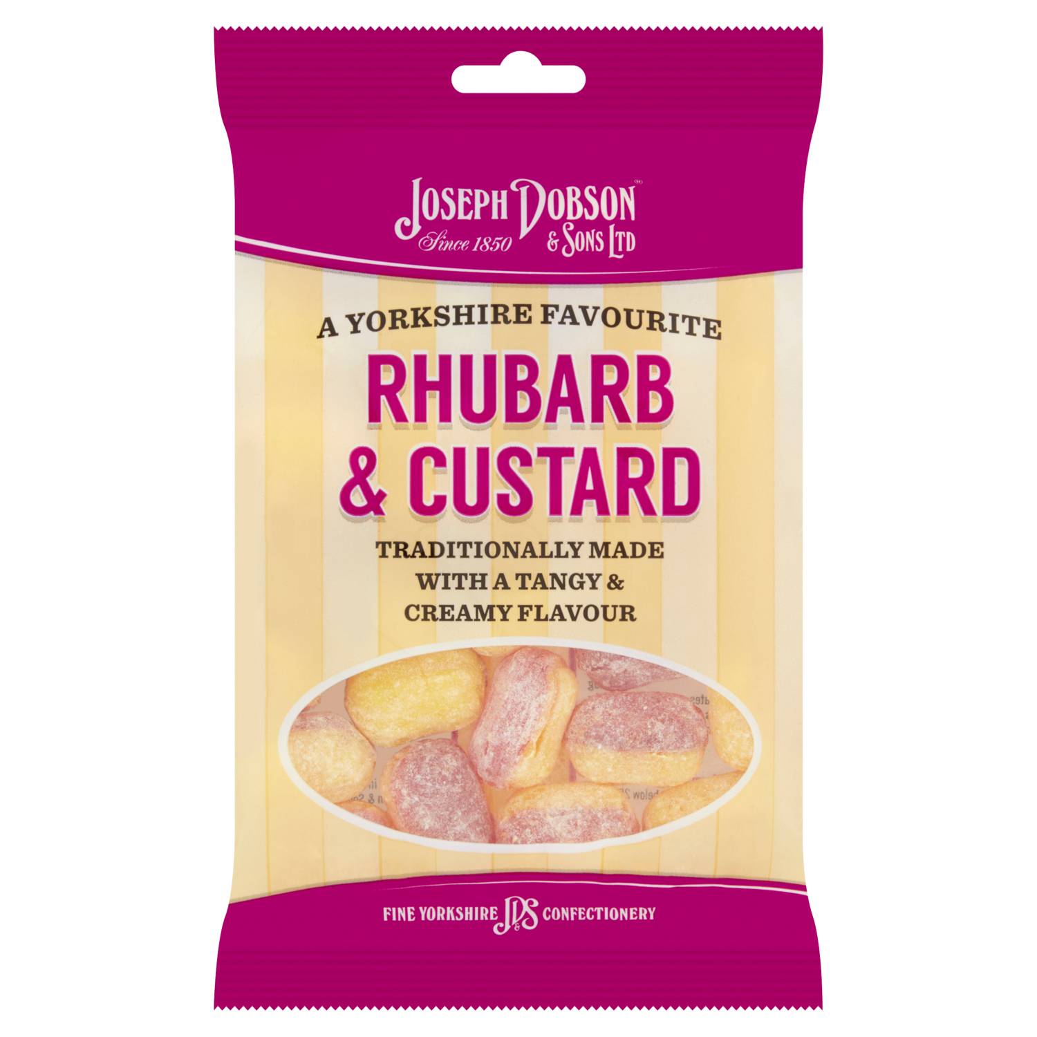 Dobson Rhubarb & Custard hard boiled sweets 200g - British product