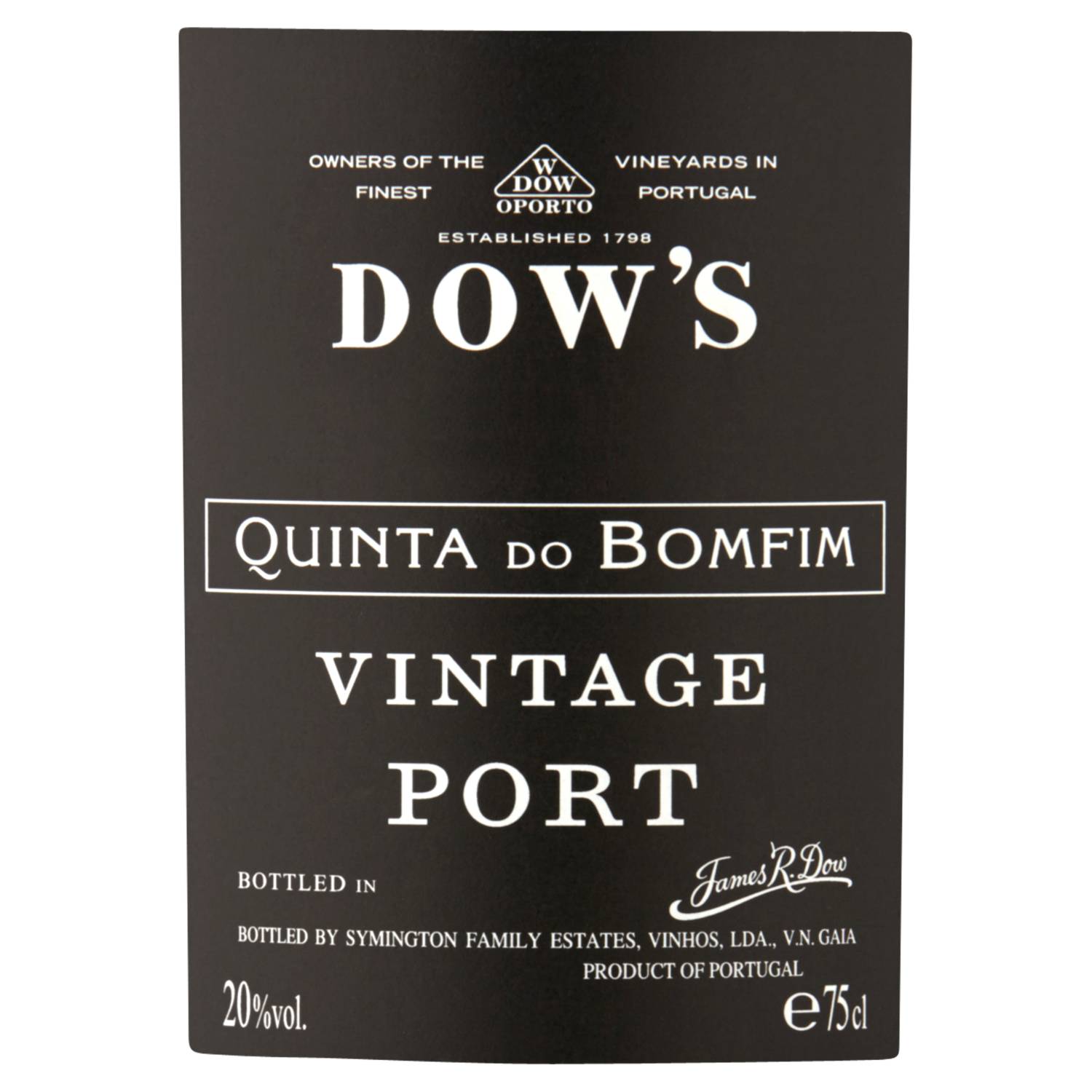 Dow's Vintage Port 75cl, UK version