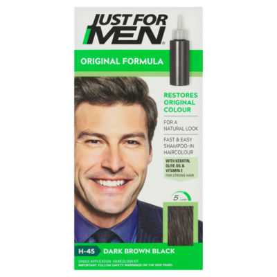 Just For Men Single Application Haircolour Kit H-45 Dark Brown Black Men's Hair Dye