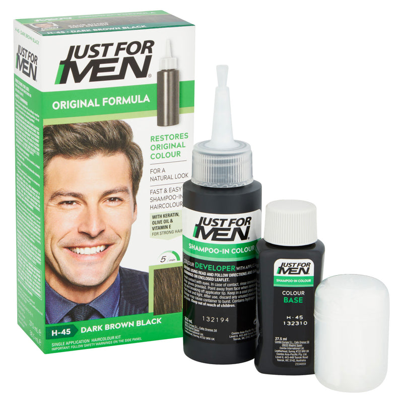 Just For Men H-45 Dark Brown Black hair color kit, UK version