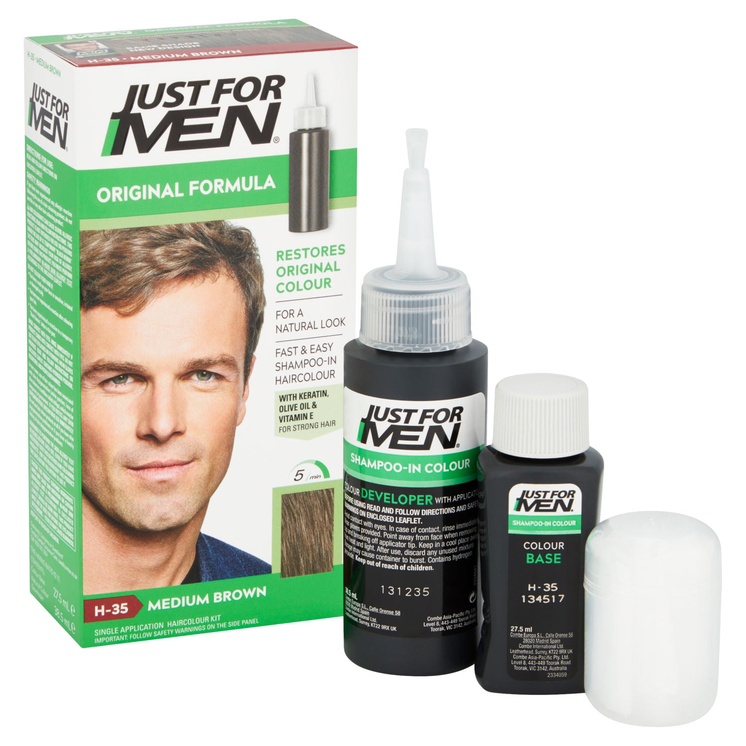 Just For Men Shampoo-in Haircolour in Medium Brown shade, UK version