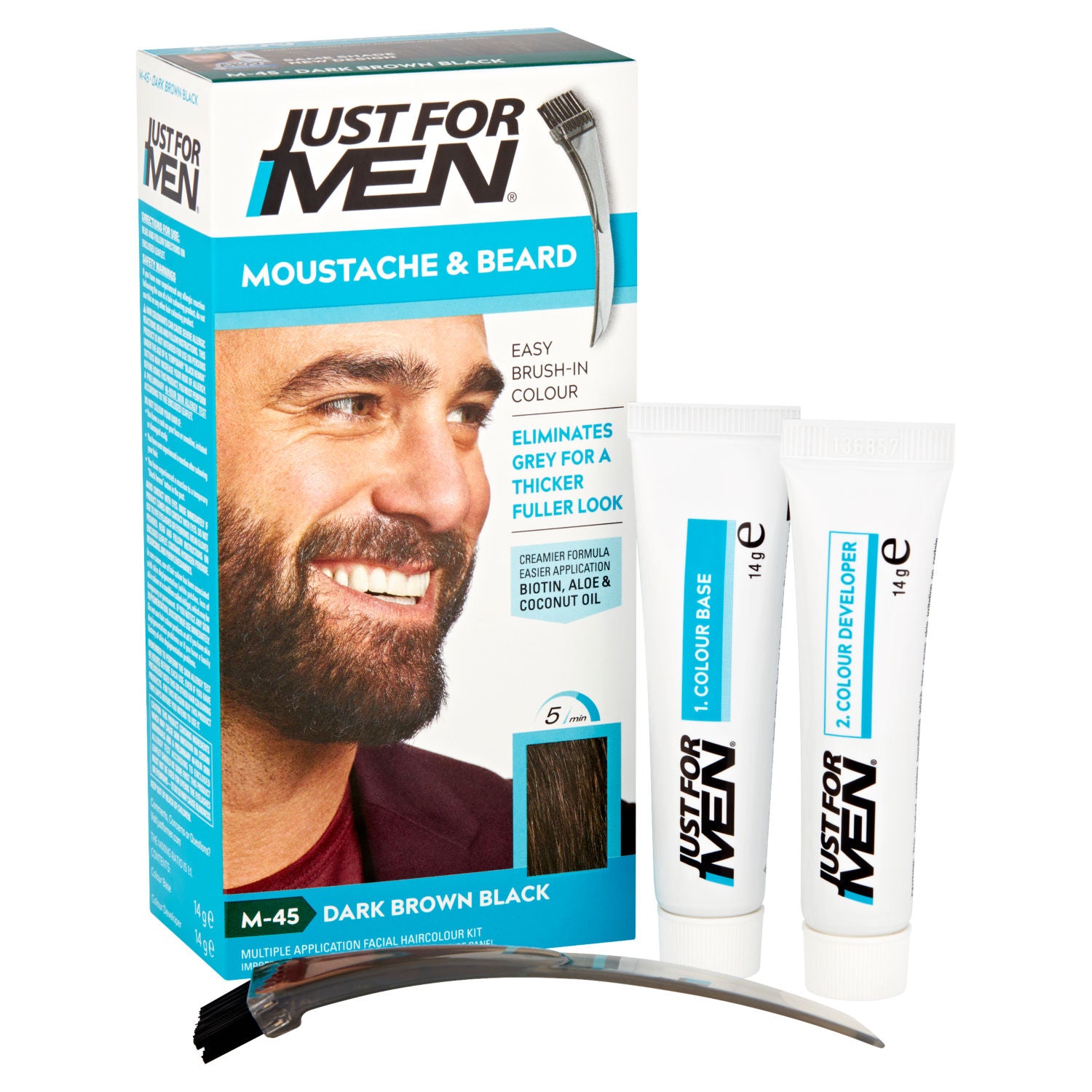 Just For Men dark brown black facial hair colour kit, UK version