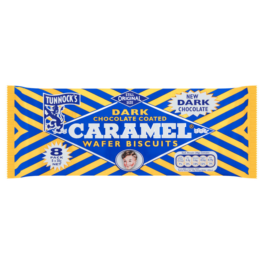 Tunnock's Dark Chocolate Coated Caramel Wafer Biscuits