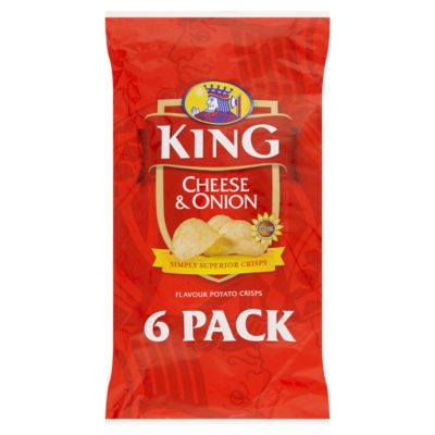 King cheese and onion crisps 6 x 25g multipack - British product