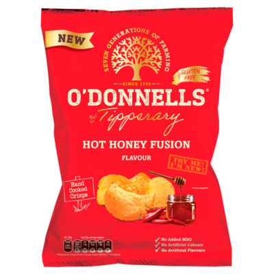 O'Donnells Hot Honey Fusion crisps 125g, UK version