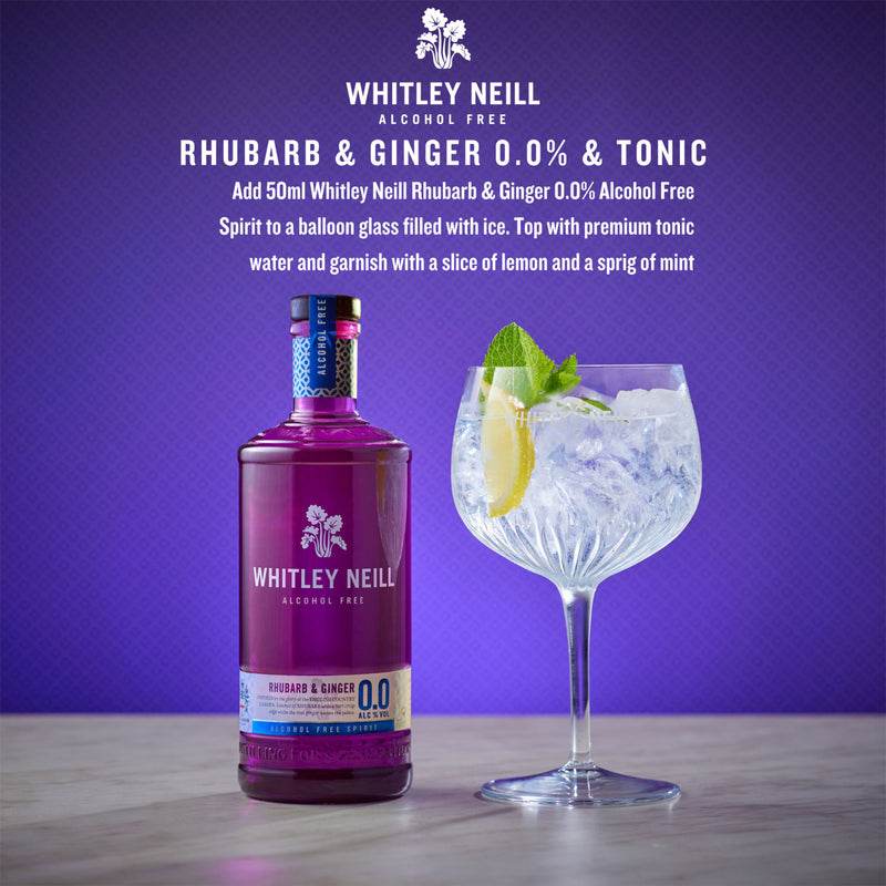 Whitley Neill Rhubarb & Ginger alcohol-free spirit 70cl (British brand)