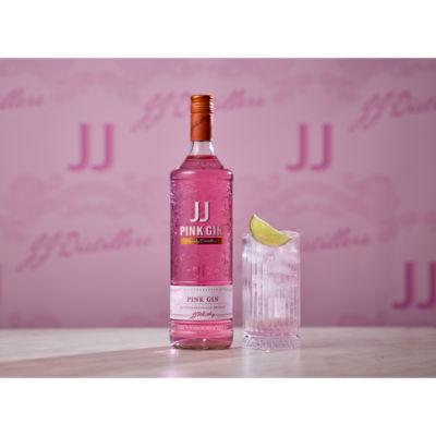 JJ Whitley pink gin 1 litre, imported from the UK