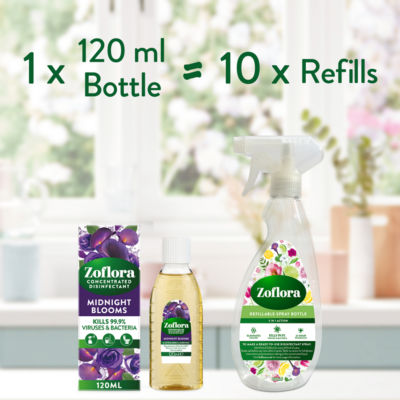 Zoflora concentrated disinfectant Midnight Blooms 120ml, imported from the UK