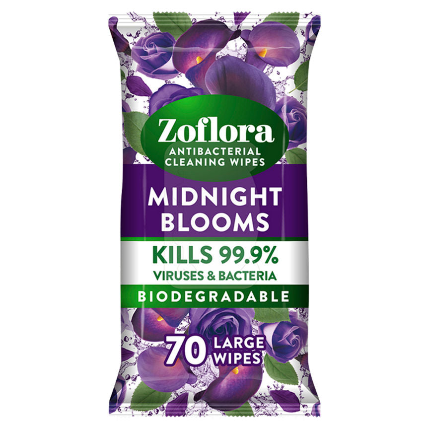 Zoflora Antibacterial Multi-Surface Cleaning Wipes Midnight Blooms 70 Large Wipes GOODS ASDA   