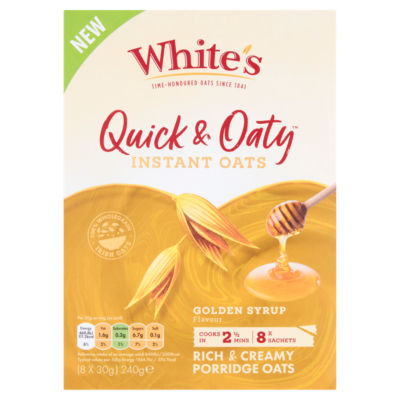 ASDA White's Quick & Oaty Golden Syrup Flavour Instant Porridge Oats 240g- Buy online at McGrocer