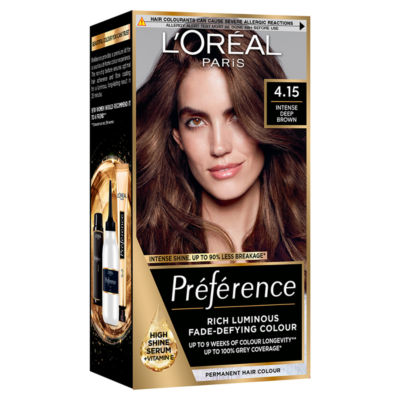 L'Oreal Preference Preference 4.15 Intense Deep Brown, Rich Luminous Fade-Defying Permanent Colour