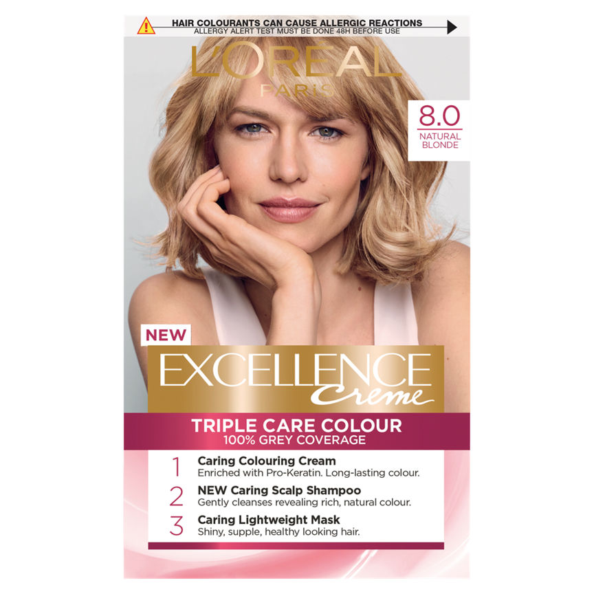 L'Oreal Excellence Crème Permanent Hair Colour Natural Blonde 8 GOODS ASDA   