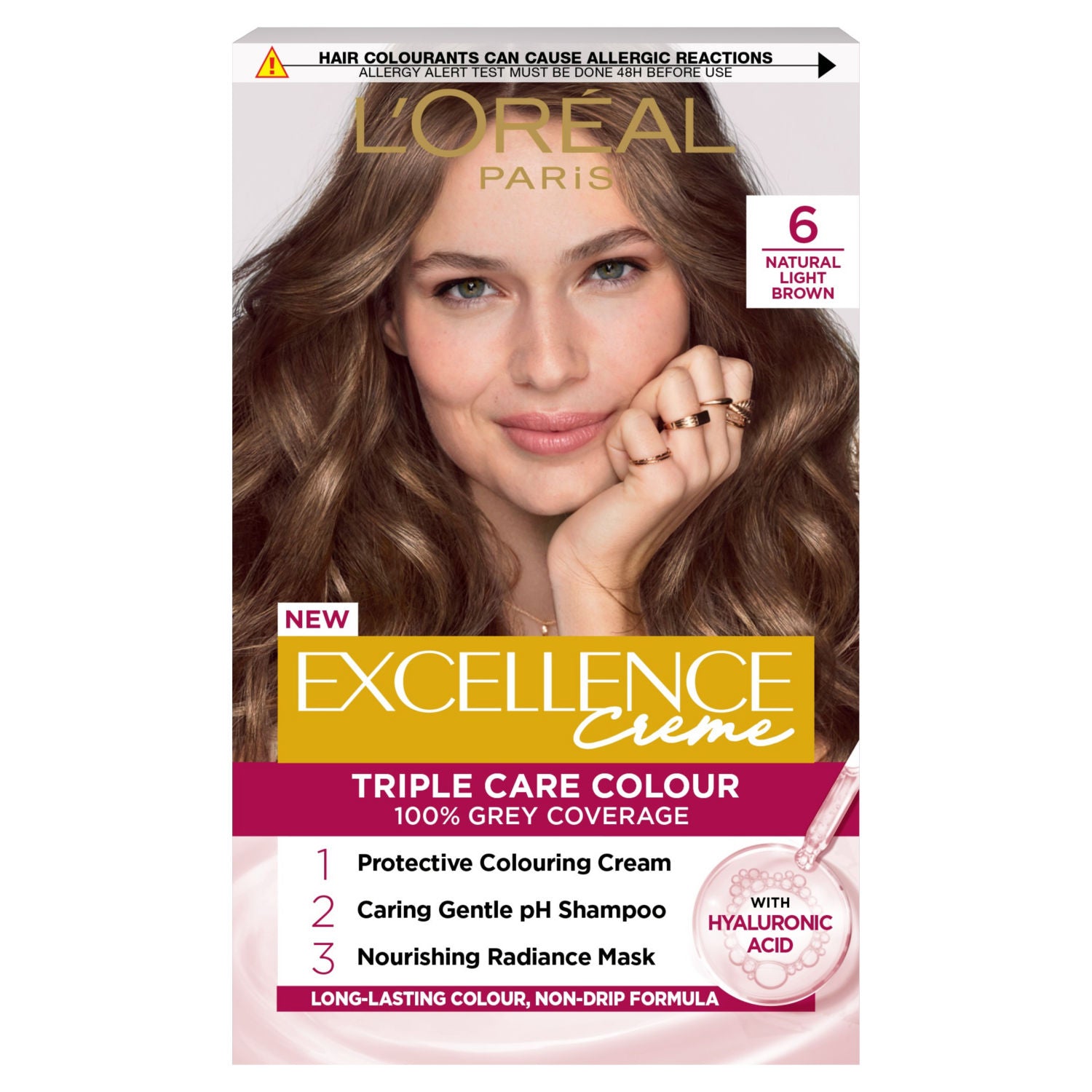 L'Oréal permanent hair colour 6 Light Brown, UK version