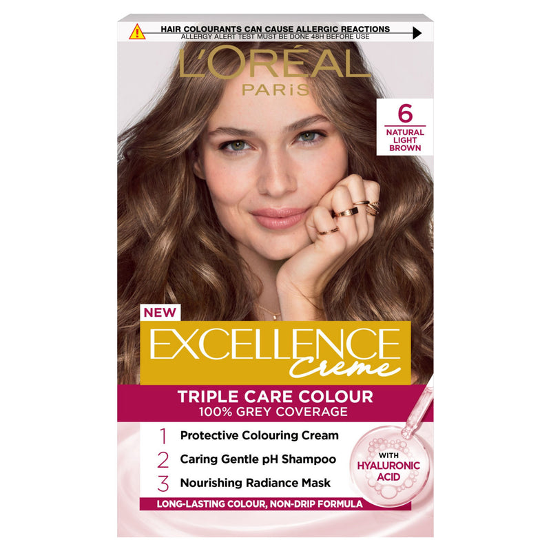 L'Oréal permanent hair colour 6 Light Brown, UK version