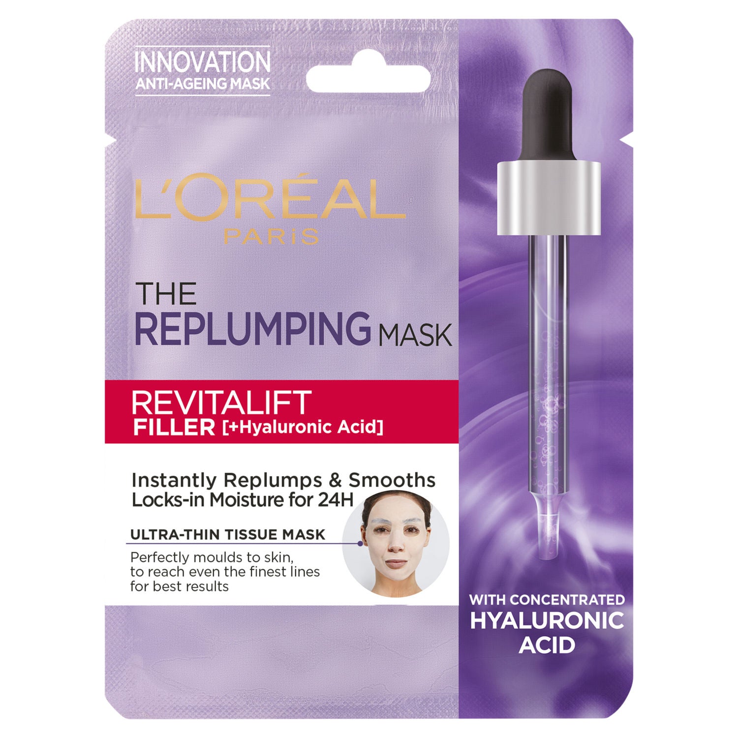 L'Oreal Revitalift Hyaluronic Acid face mask 28g, imported from the UK