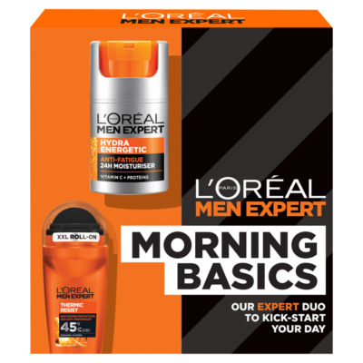 ASDA L'Oreal Men Expert Morning Basics Set with Hydra Energetic Moisturiser 50ml and Anti-Perspirant Roll-On- Buy online at McGrocer