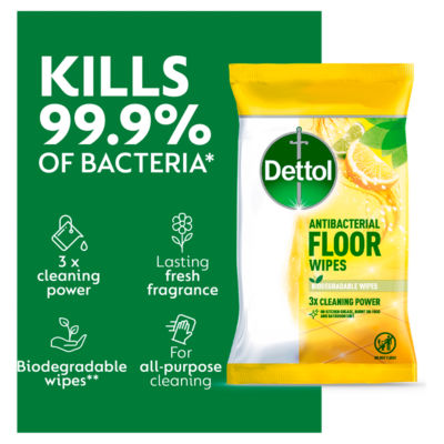 Dettol lemon and lime XL floor wipes 10 count - British product