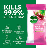 Dettol Antibacterial Multipurpose Cleaning Wipes, Pomegranate, 105 Large Wipes
