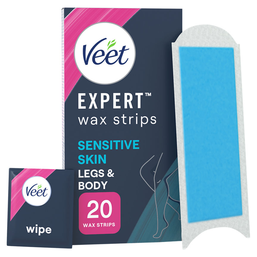 Veet 20 Expert Legs & Body Wax Strips with Almond Oil GOODS ASDA   