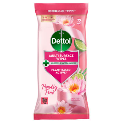 Dettol Proudly Pink multi purpose wipes 72 pack, imported from the UK