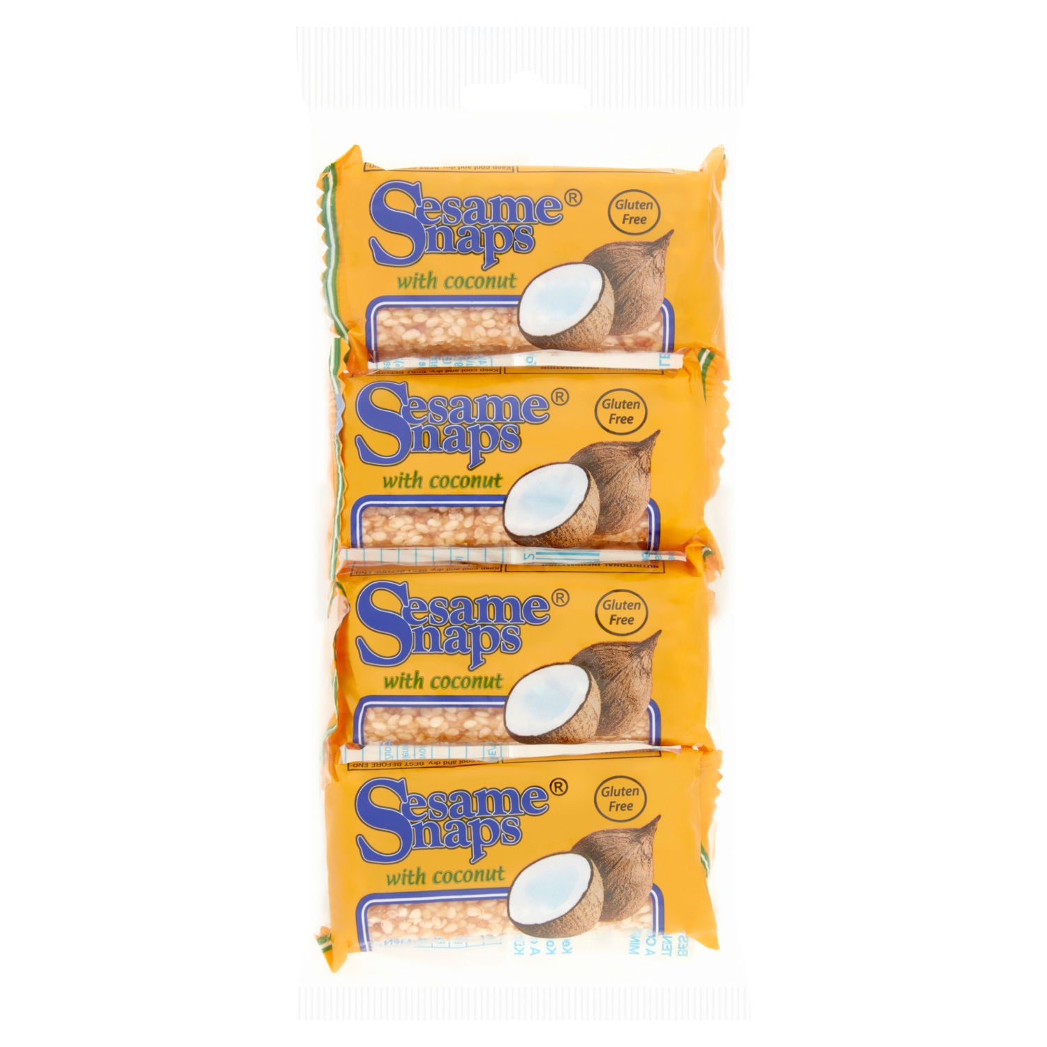 Sesame Snaps with Coconut 120g, imported from the UK