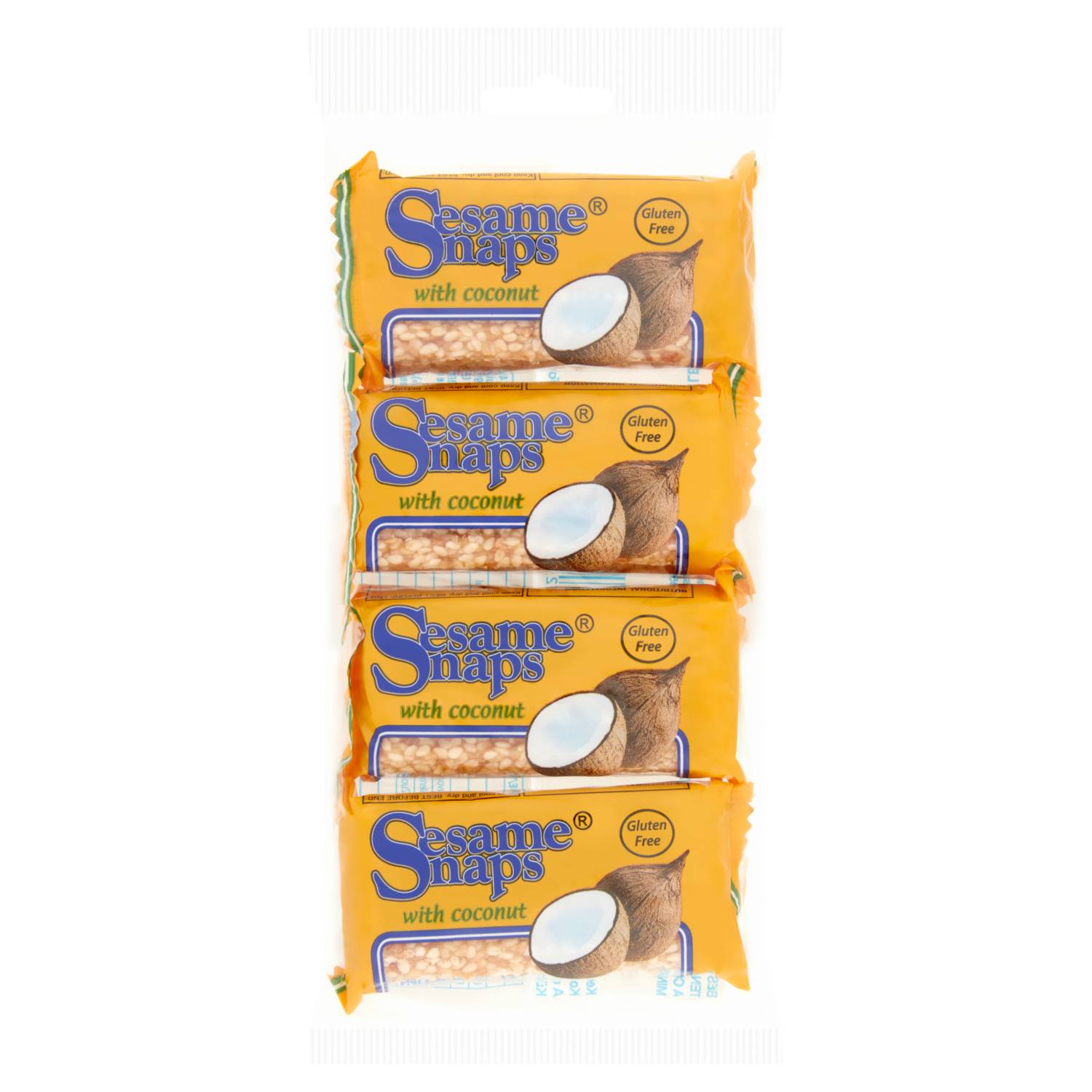 Sesame Snaps with Coconut 120g, imported from the UK