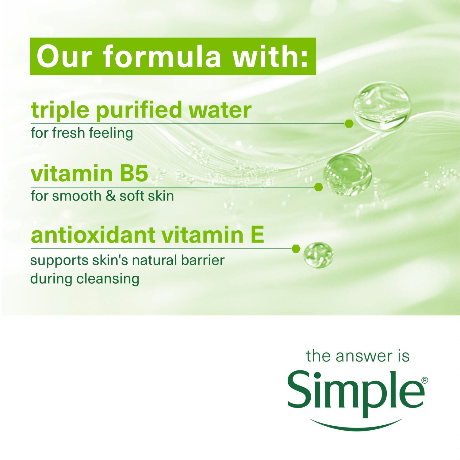 Simple unscented facial wipes 7 wipes (British brand)