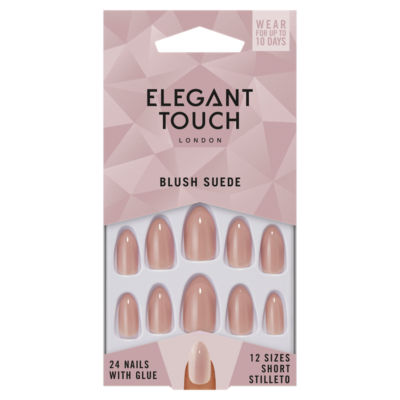 Elegant Touch false nails Blush Suede gel finish 24 (British brand)