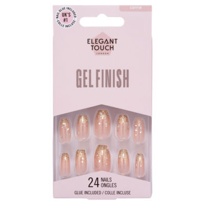 Elegant Touch Champagne Truffle false nails with glue (British brand)
