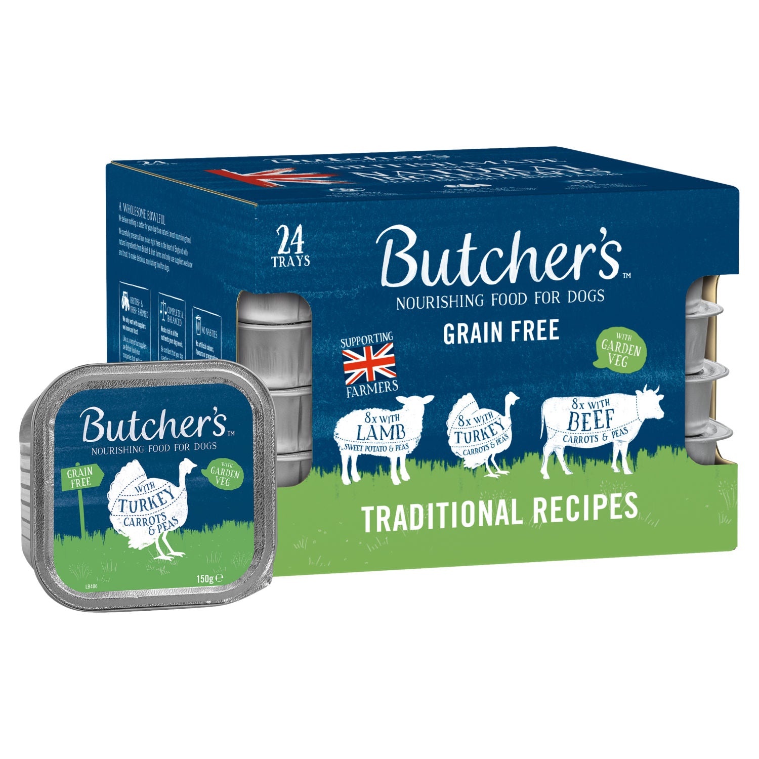 Butcher's dog food traditional recipes 24 x 150g trays - British product