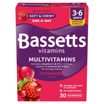Bassetts multivitamin gummies strawberry flavour, UK version