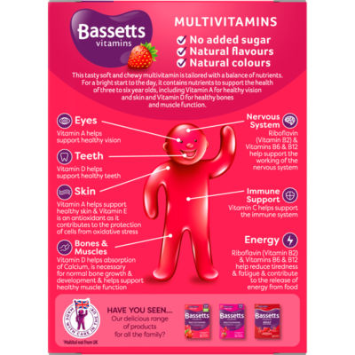 Bassetts multivitamin gummies strawberry flavour, UK version