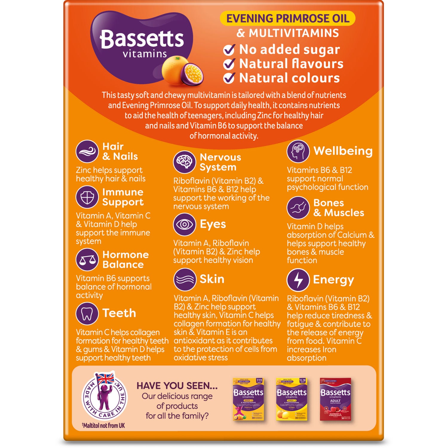 Bassetts multivitamin gummies orange passion fruit 30 units - British product
