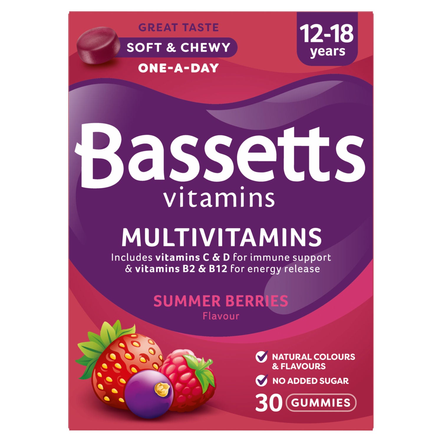 Bassetts multivitamin gummies summer berries flavour 30 gummies (British brand)