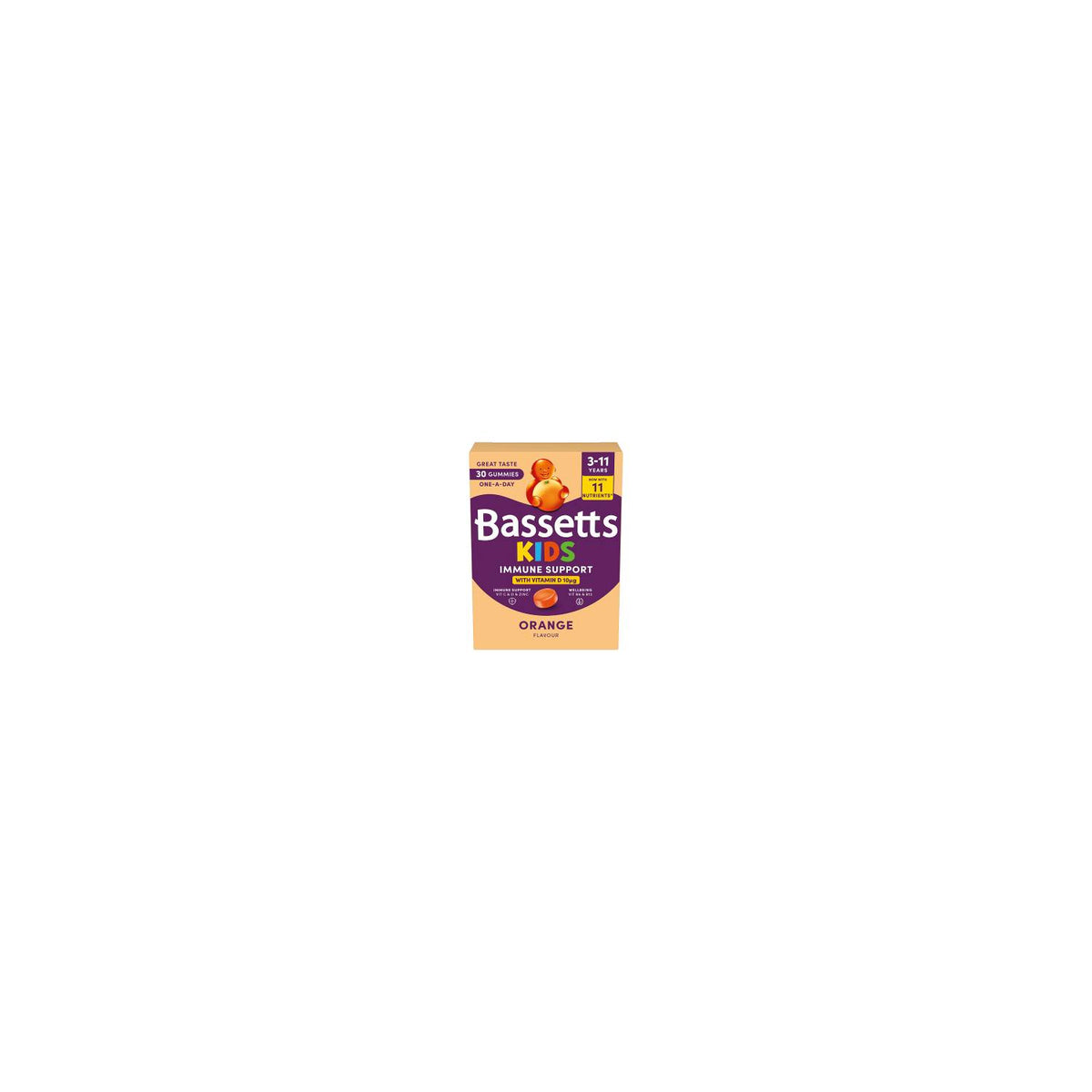 Bassetts immune support gummies 30 orange flavour, imported from the UK