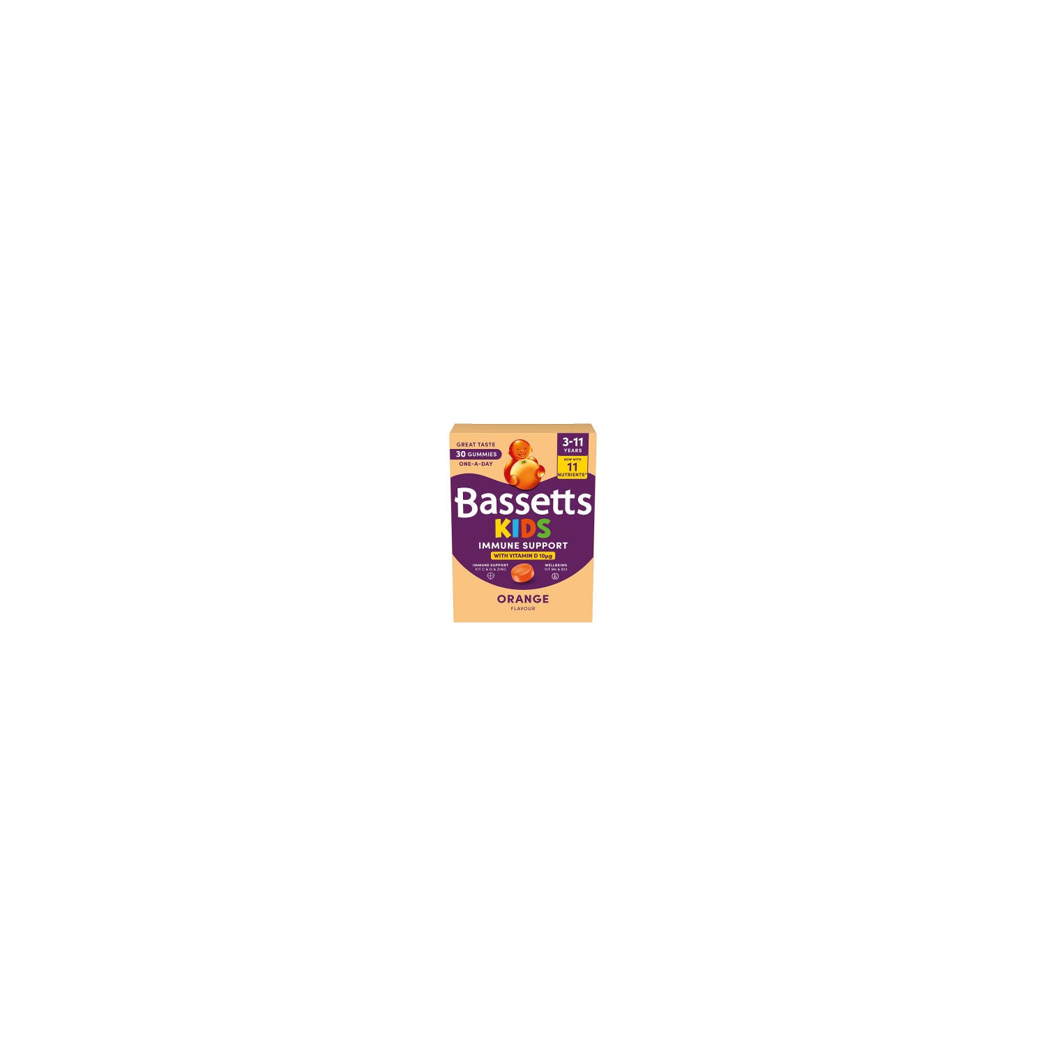 Bassetts immune support gummies 30 orange flavour, imported from the UK