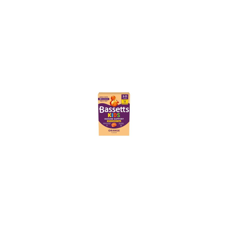 Bassetts immune support gummies 30 orange flavour, imported from the UK