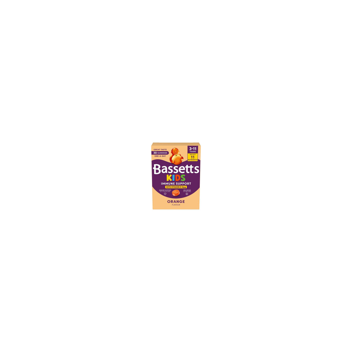 Bassetts immune support gummies 30 orange flavour, imported from the UK