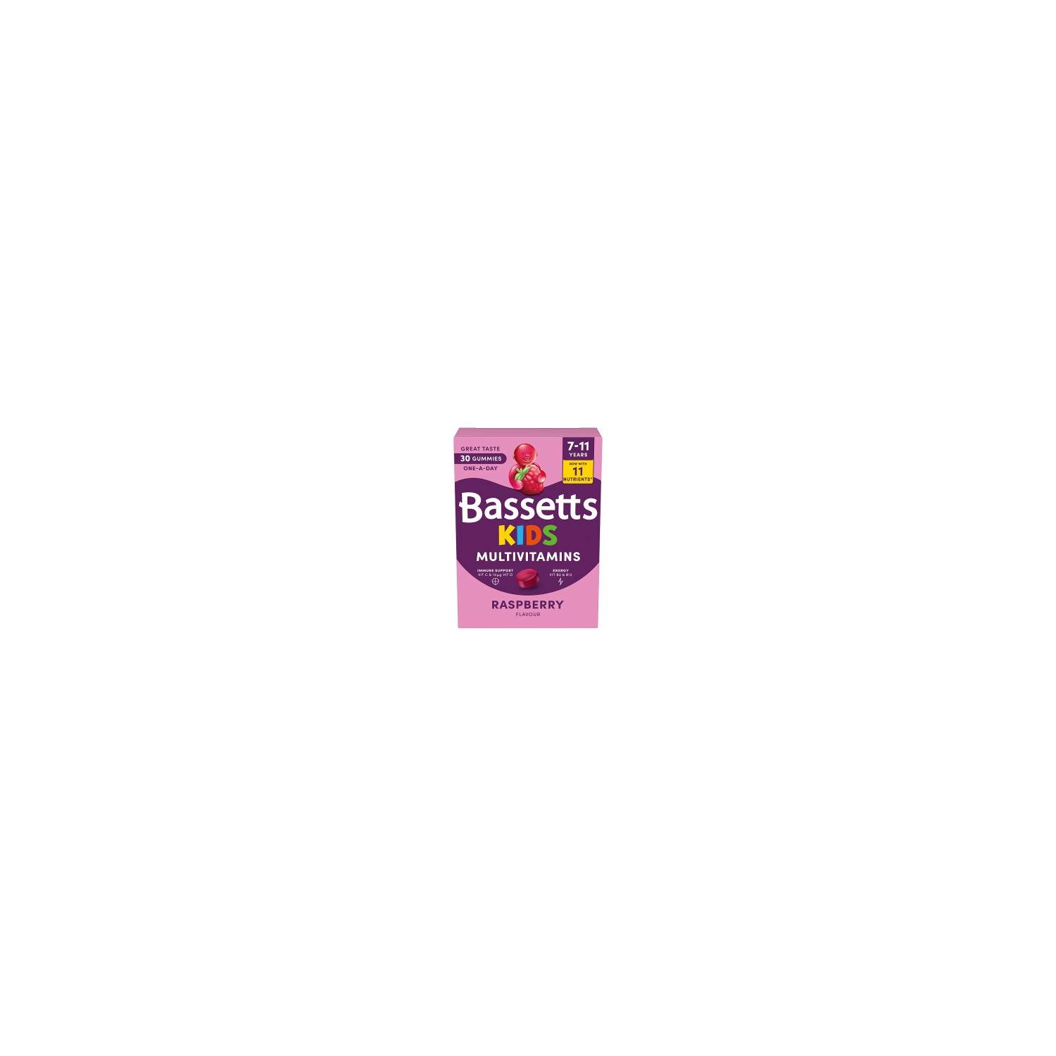 Bassetts Kids Multivitamins raspberry flavour 30 gummies (British brand)