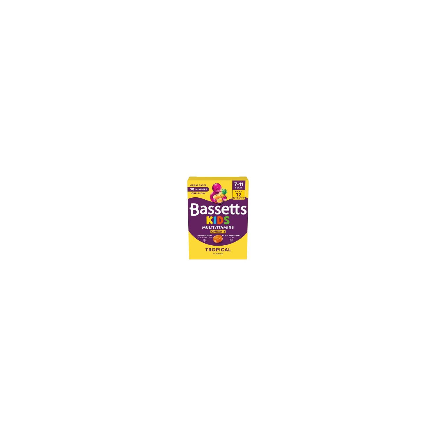 Bassetts kids multivitamin gummies tropical flavour 30 count, imported from the UK